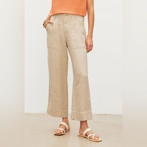 Velvet Dru Casual Tan Wide-Leg Linen Khaki Pants